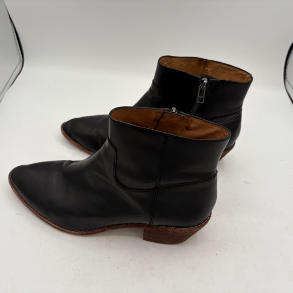 MADEWELL Charley Womens Black Leather Ankle Boots Side Zip Stacked Heel Size 9 - Picture 4 of 10